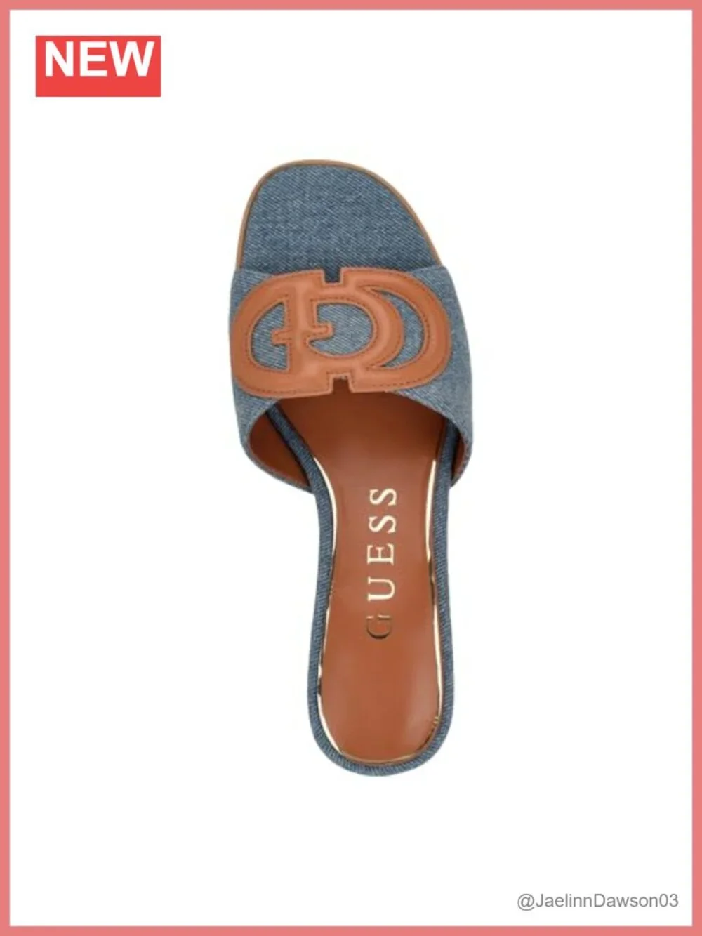 Cerinna Block Heel Slide Leather Denim Open Toe Sandals